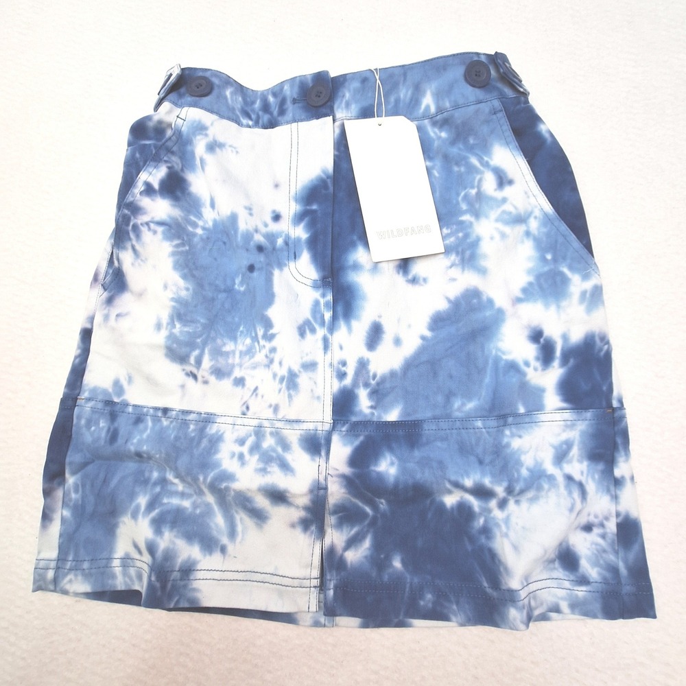 Wildfang Essential‎ Work Skirt Womens XS Blue Tie Dye Mini Utility New